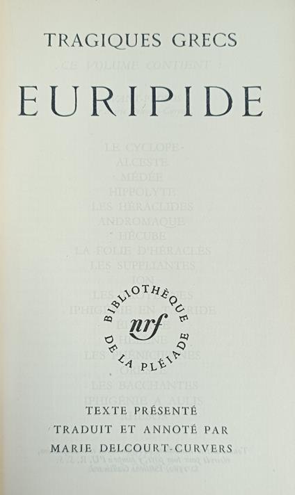 Tragiques Grecs - Euripide - copertina
