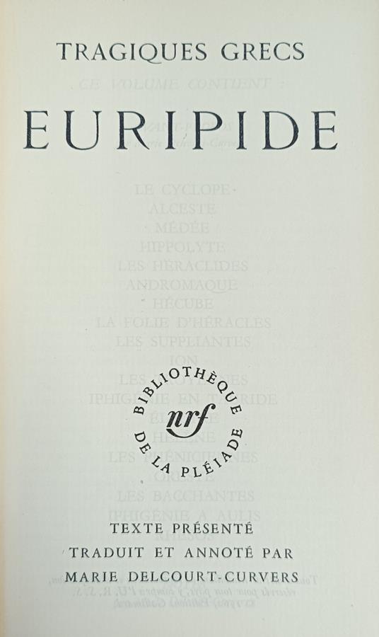 Tragiques Grecs - Euripide - copertina
