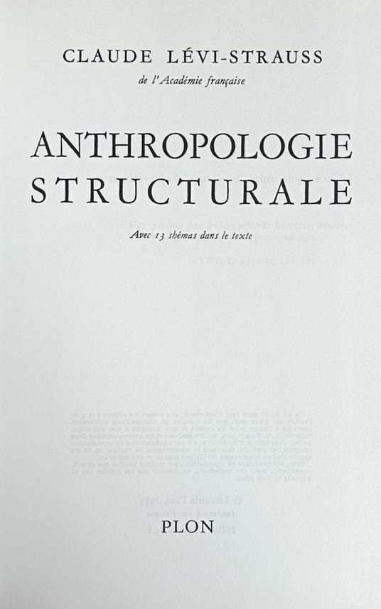Anthropologie Structurale - copertina