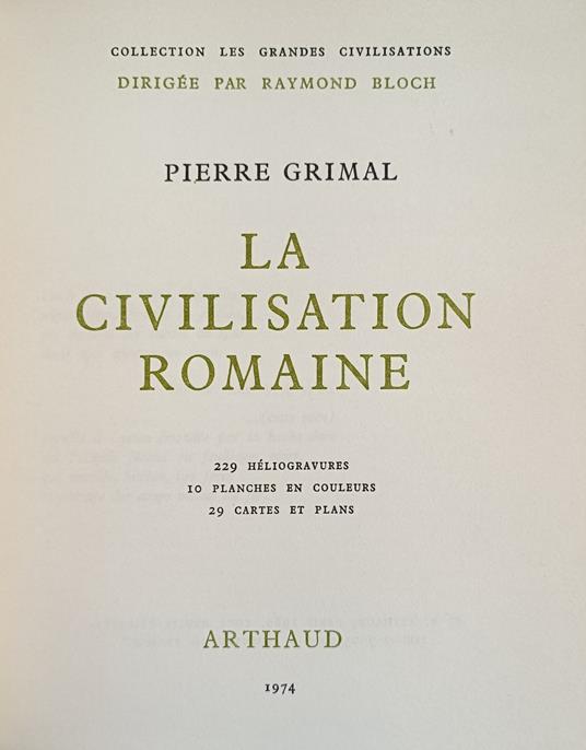 La Civilisation Romaine - Pierre Grimal - copertina