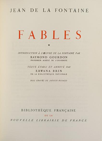 Fables - Jean de La Fontaine - copertina