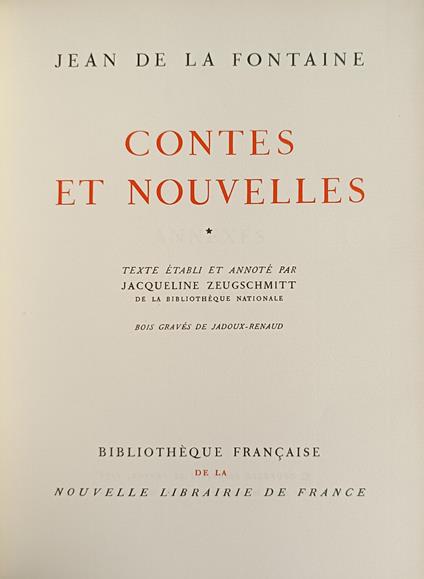 Contes Et Nouvelles - Jean de La Fontaine - copertina