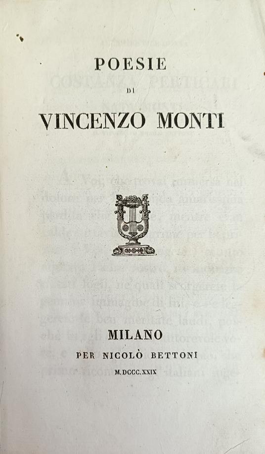 Poesie - Vincenzo Monti - copertina