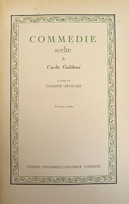 Commedie Scelte - Carlo Goldoni - copertina