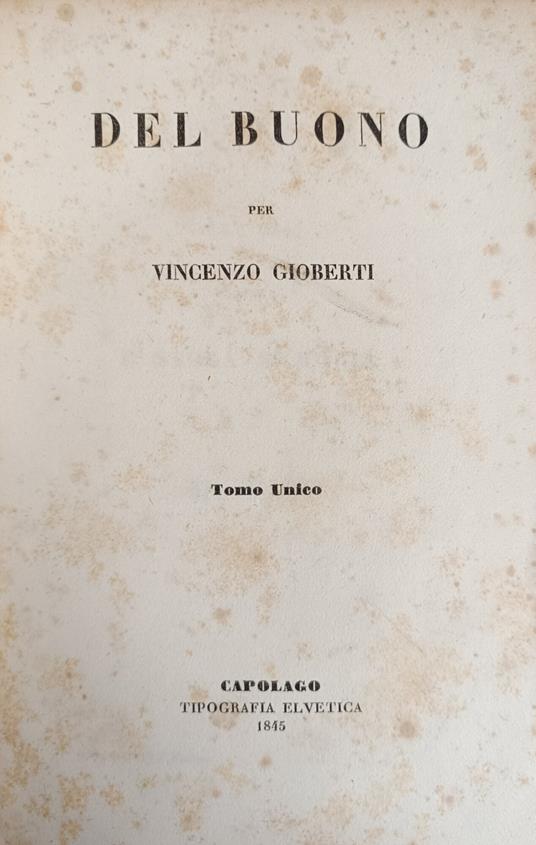 DEL BUONO (eguito da DEL BELLO - Vincenzo Gioberti - copertina