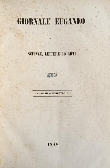 Giornale Euganeo Di Scienze, Lettere Ed Arti - copertina