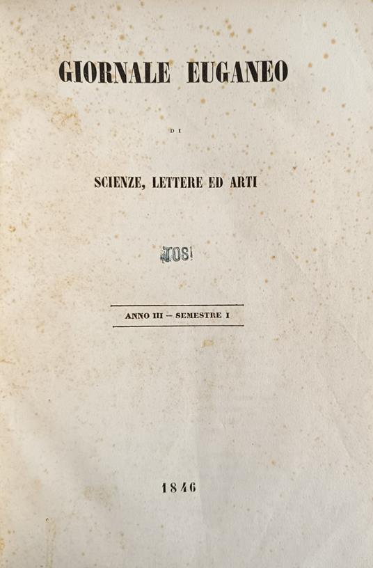 Giornale Euganeo Di Scienze, Lettere Ed Arti - copertina
