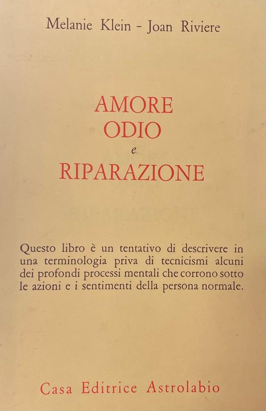 Amore Odio E Riparazione - Melanie Klein - copertina