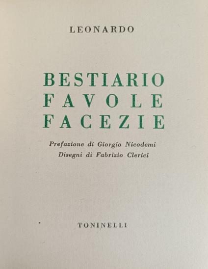 Bestiario, Favole, Facezie - copertina
