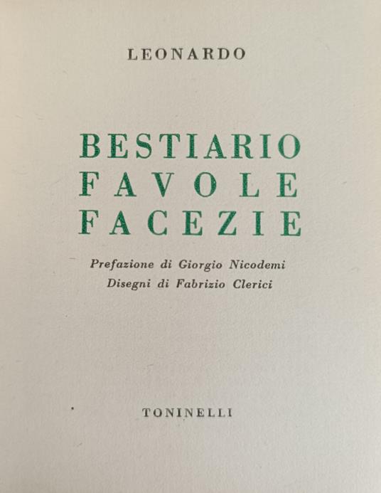 Bestiario, Favole, Facezie - copertina