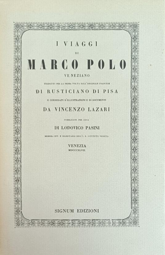 I Viaggi Di Marco Polo Veneziano - copertina