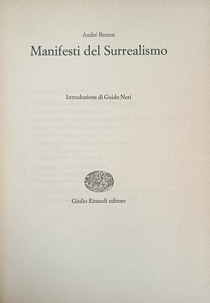 Manifesti Del Surrealismo - André Breton - copertina