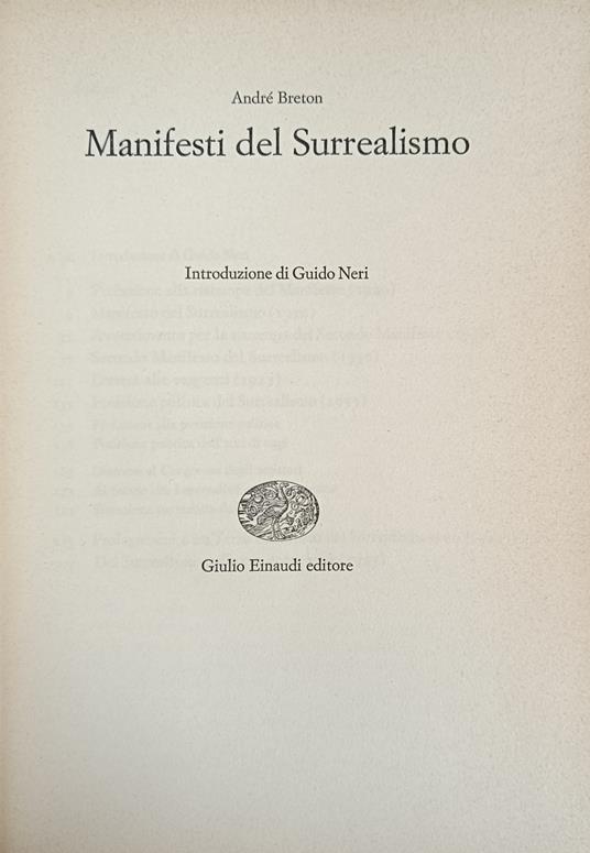 Manifesti Del Surrealismo - André Breton - copertina