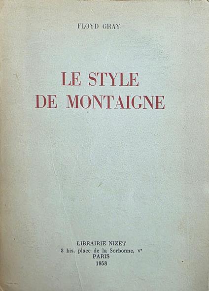 Le Style De Montaigne - copertina