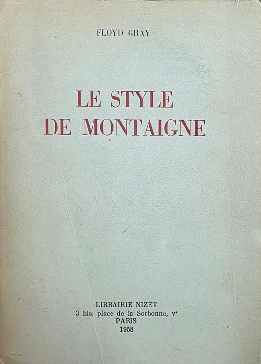 Le Style De Montaigne - copertina