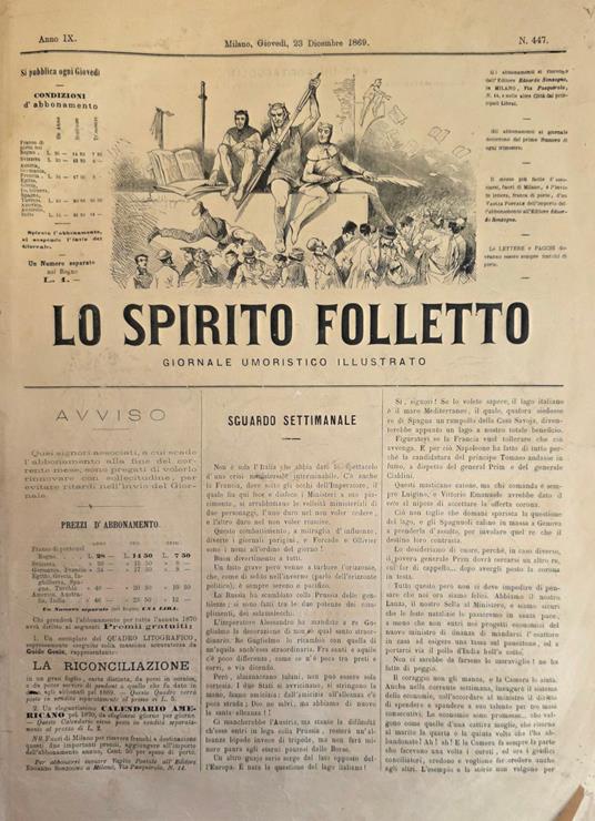 Raccolta de "LO SPIRITO FOLLETTO. GIORNALE UMORISTICO - ILLUSTRATO" - copertina