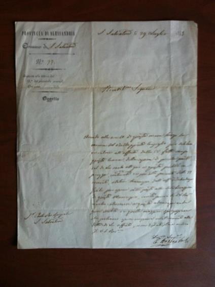 Documento originale 1849 Provincia di Alessandria Comune di S. Salvatore E11444 - copertina