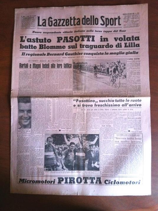 Gazzetta dello sport 16 Luglio 1950 Tour de France Pasotti - E9377 - copertina