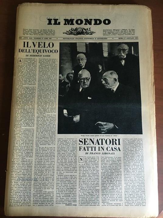 Il Mondo diretto da Mario Pannunzio 622 Anno XIII n° 3 -17 Gennaio 1961 - E21823 - copertina