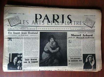 Paris les arts et les lettres 2° année n° 9 - 1 Février 1946 - E12617 - copertina