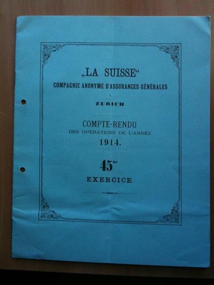 La Suisse Assurance Compte-rendu 1914 - Rendiconto annuale 1914 La Suisse - copertina
