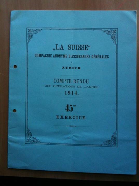 La Suisse Assurance Compte-rendu 1914 - Rendiconto annuale 1914 La Suisse - copertina