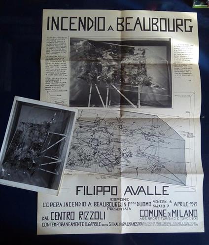 Poster Filippo Avalle incendio a Beaubourg con foto originale 1979 - copertina