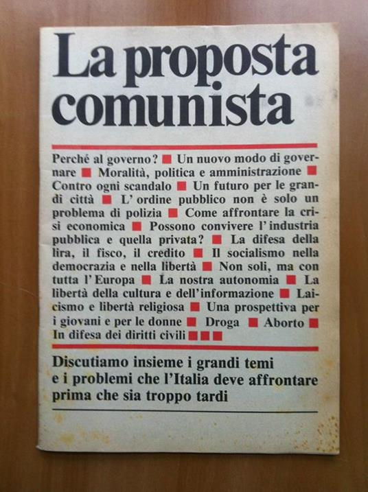 La proposta comunista testi di Enrico Berlinguer Cossutta D'Alema - E15240 - copertina