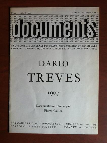 Dario Treves Documents 1907 par Pierre Cailler 1963 - E12378 - copertina
