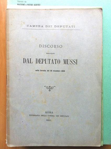 Camera dei deputati discorso del deputato Mussi 20 Dicembre 1890 - E14383 - copertina