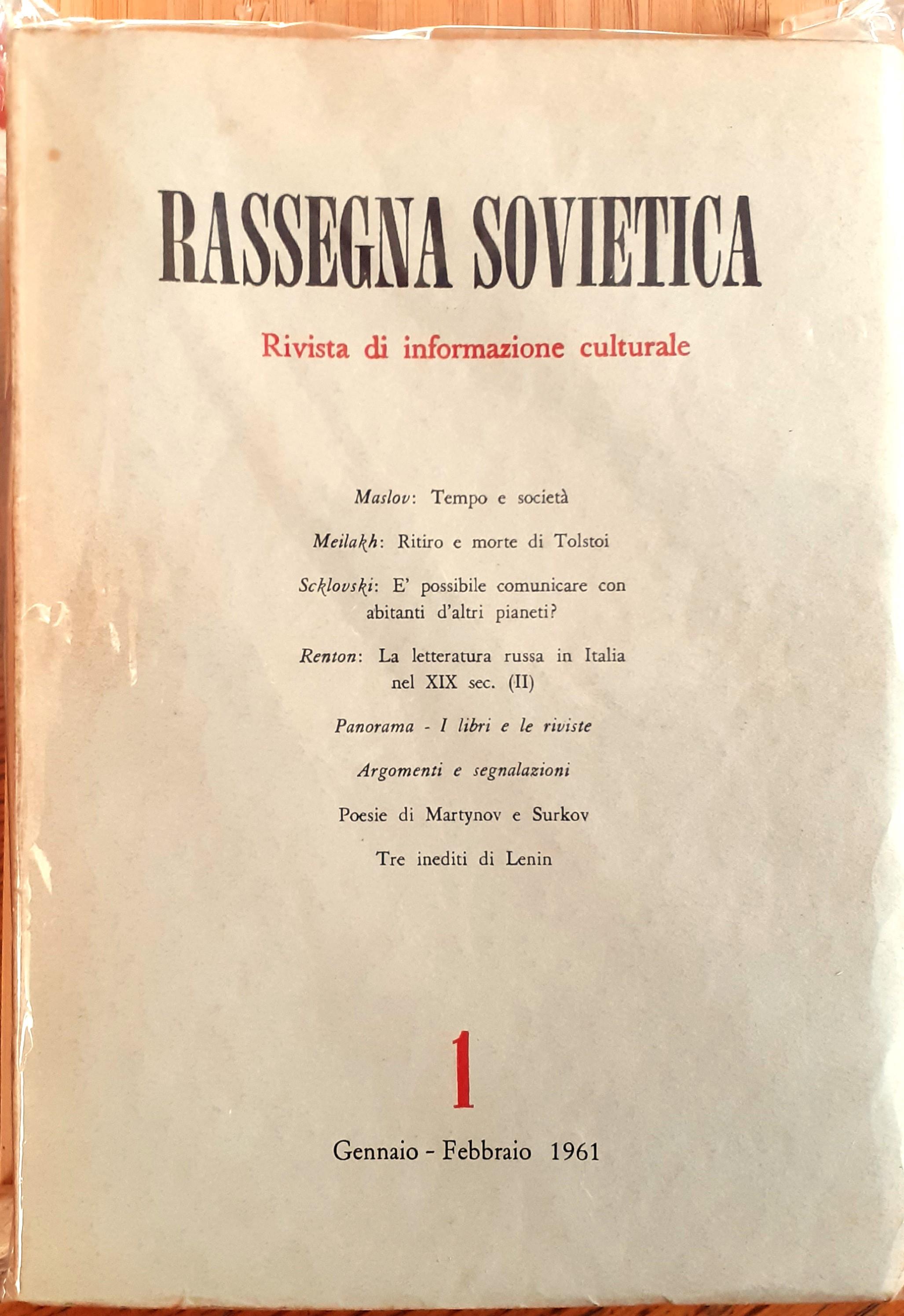 Rassegna sovietica. Rivista bimestrale di informazione culturale (Anno XII, Nn. 1-6, Gennaio-Dicembre 1961)