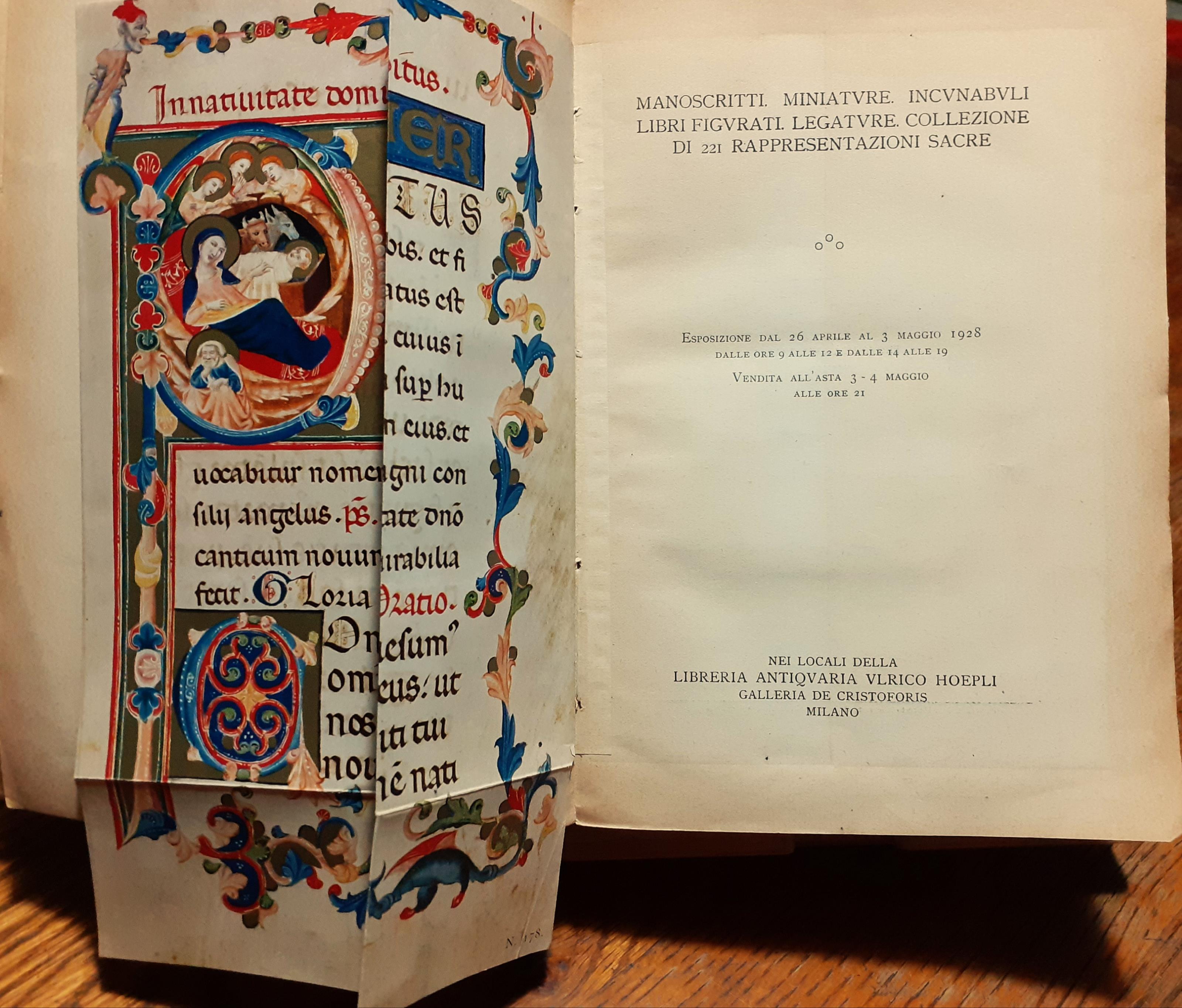 Manoscritti. Miniature. Incunabuli. Libri Figurati. Legature. Collezione di 221 rappresentazioni sacre