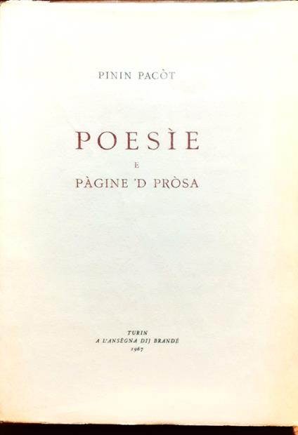Poesìe e pàgine 'd pròsa - Pinin Pacòt - copertina