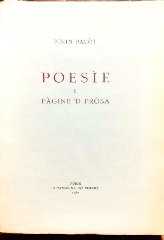 Poesìe e pàgine 'd pròsa - Pinin Pacòt - copertina