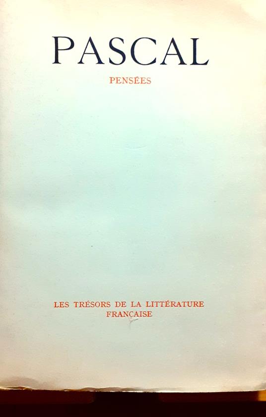 Pensées - Blaise Pascal - copertina