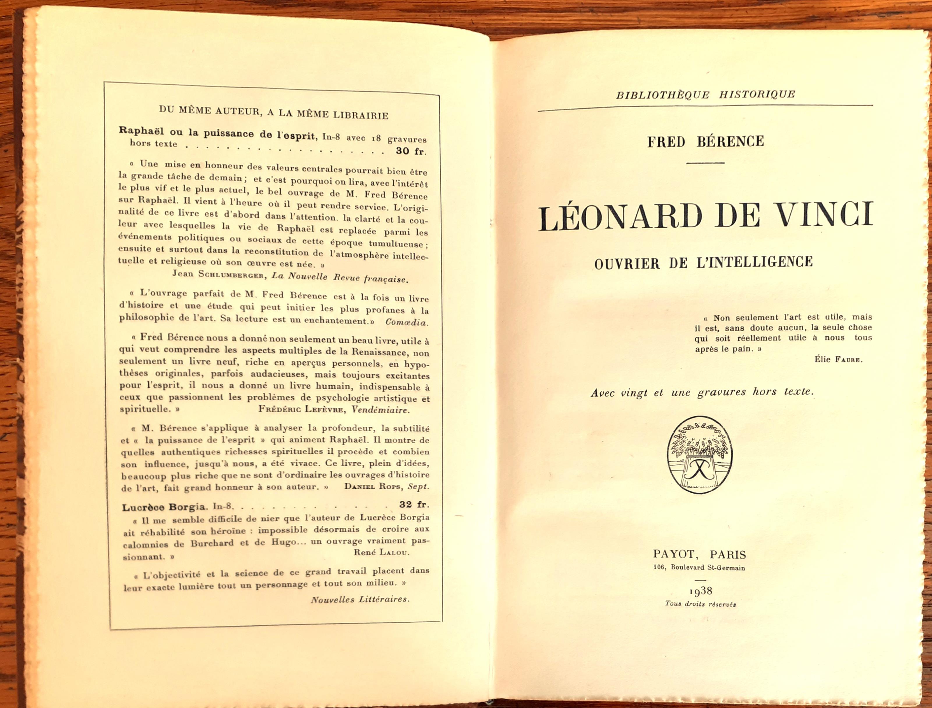Léonard de Vinci. Ouvrier de l'intelligence