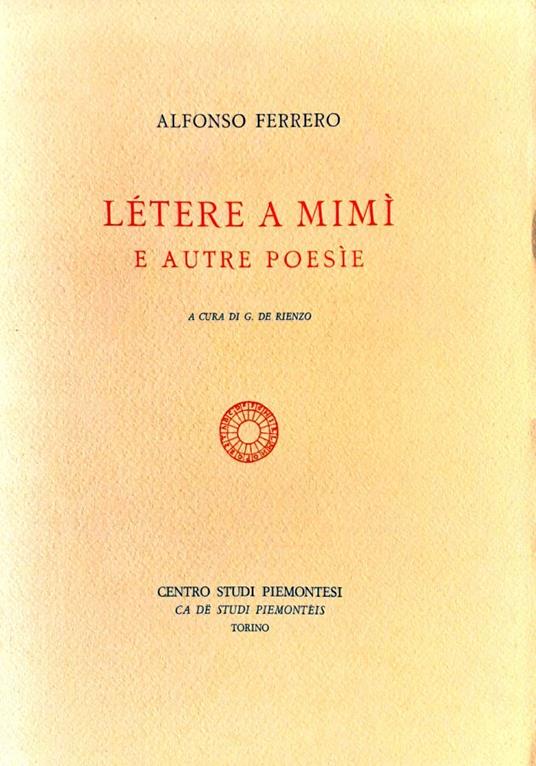 Létere a Mimì e autre poesìe - Alfonso Ferrero - copertina