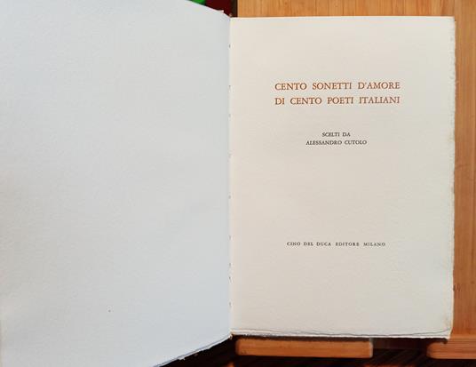 Cento sonetti d'amore di cento poeti italiani - Alessandro Cutolo - copertina