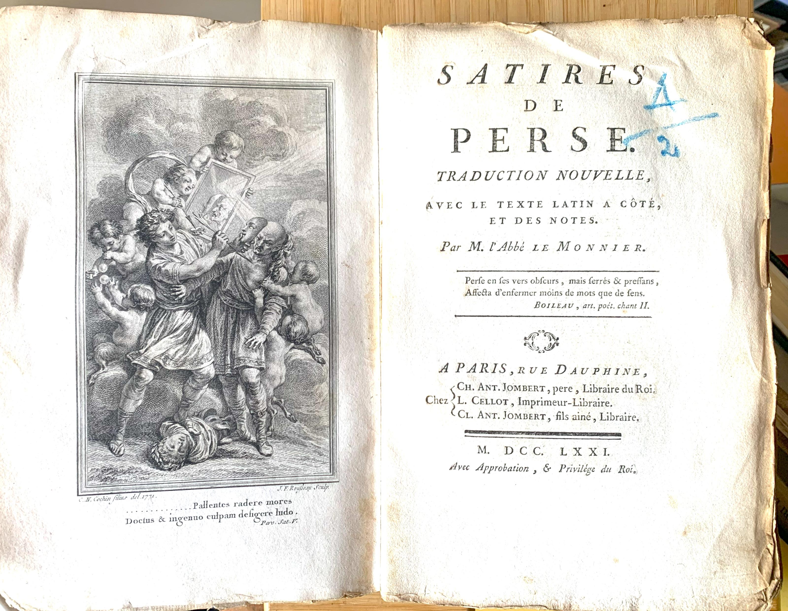 Satires de Perse. Traduction nouvelle, avec le texte latin a côté, et des notes. Par M. l'Abbé le Monnier
