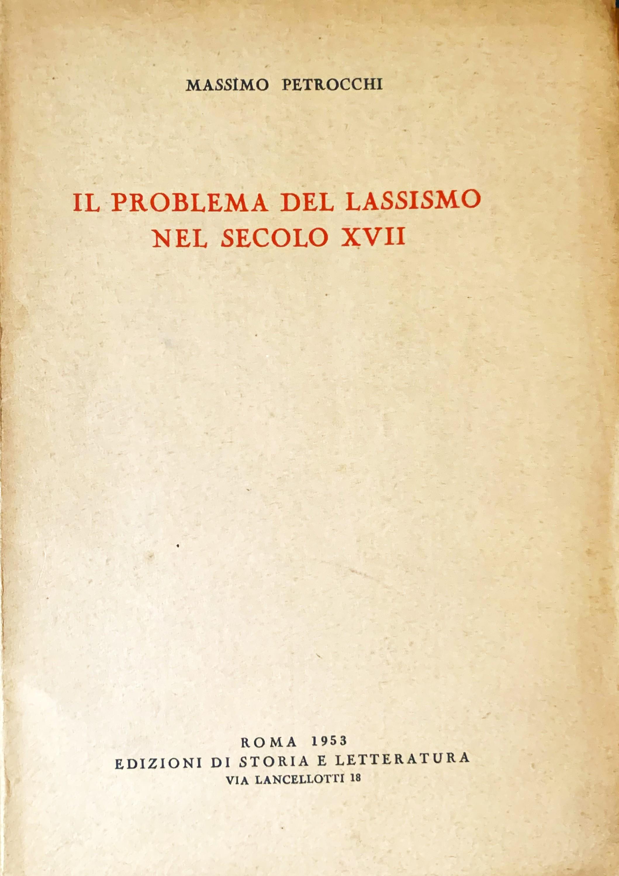 Il problema del lassismo nel secolo XVII