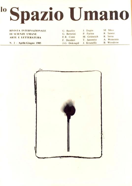 lo Spazio Umano. Rivista internazionale di Scienze umane, Arte e Letteratura (2, Apr.-Giu. 1985) - copertina