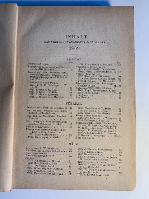 Schachzeitung. Gegründet von der Berliner Schachgesellschaft. Organ für das gesammte Schachleben.Vierundzwanzigster Jahrgang. 1869
