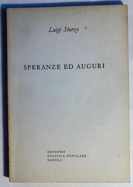 Speranze ed auguri - Luigi Sturzo - copertina