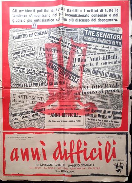 Poster cinema "Anni difficili" premiato al Festival del cinema di Venazia1948 - copertina