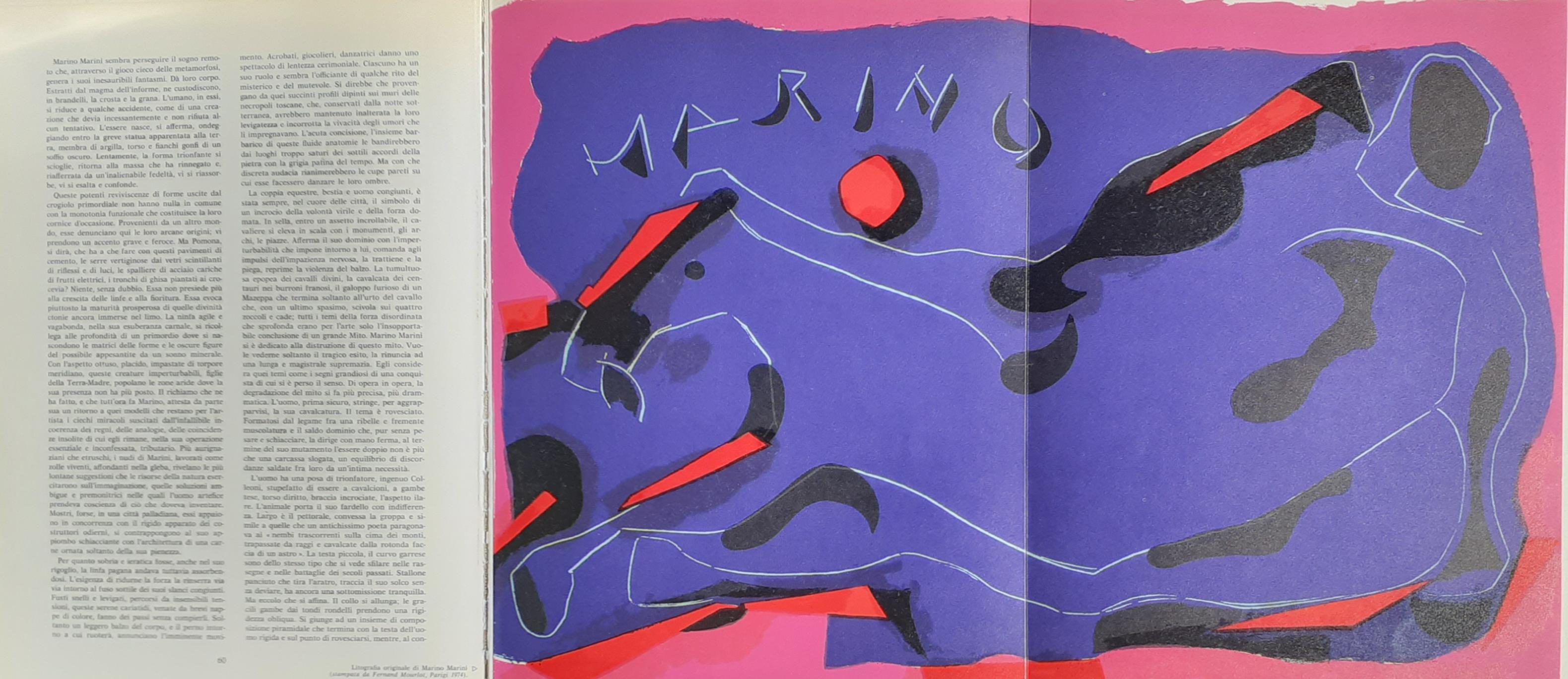 Omaggio a Marino Marini contiene litografia originale stampata da F. Mourlot 1974