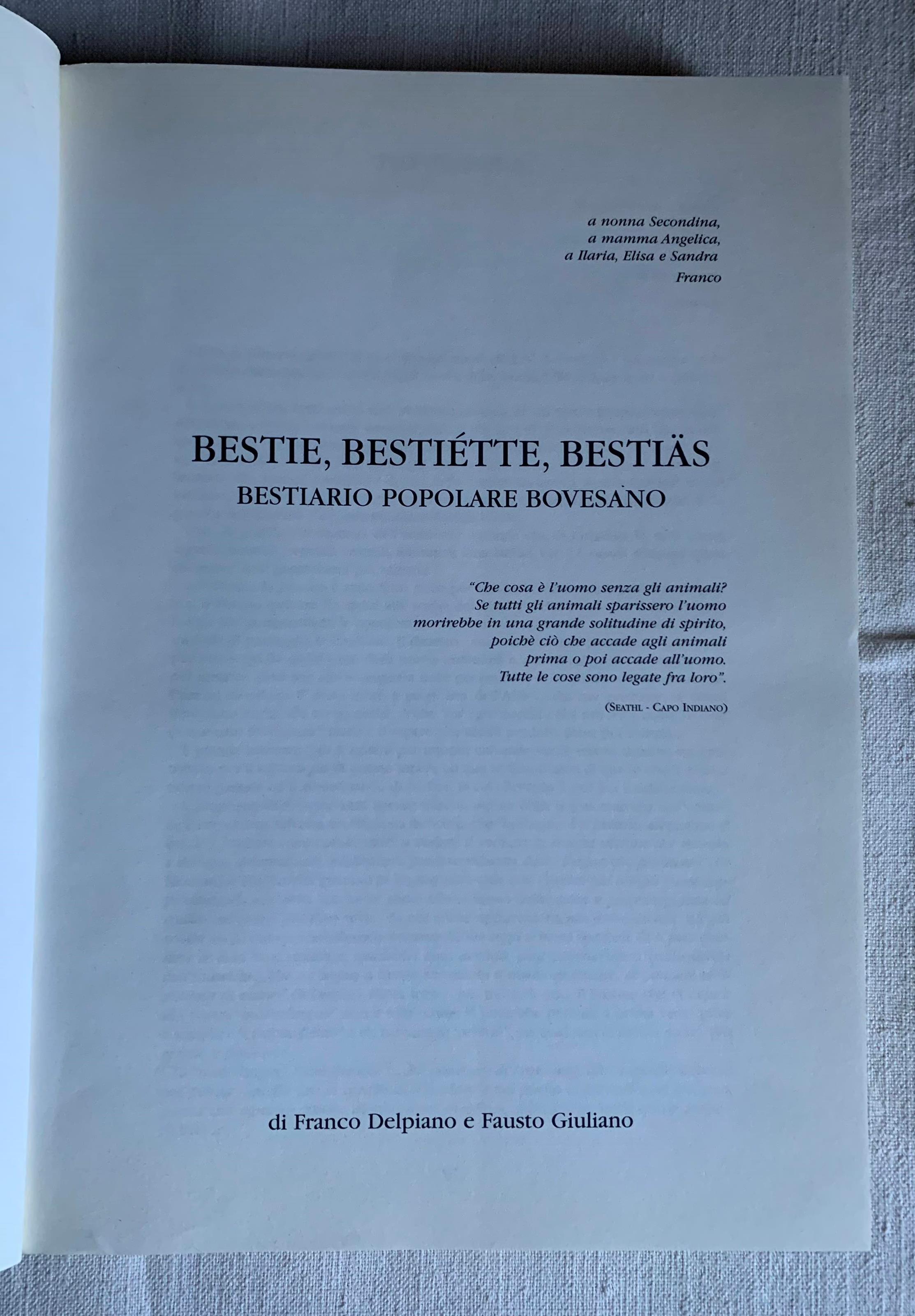 Béstie, bestiétte, bestiäs. Bestiario popolare bovesano