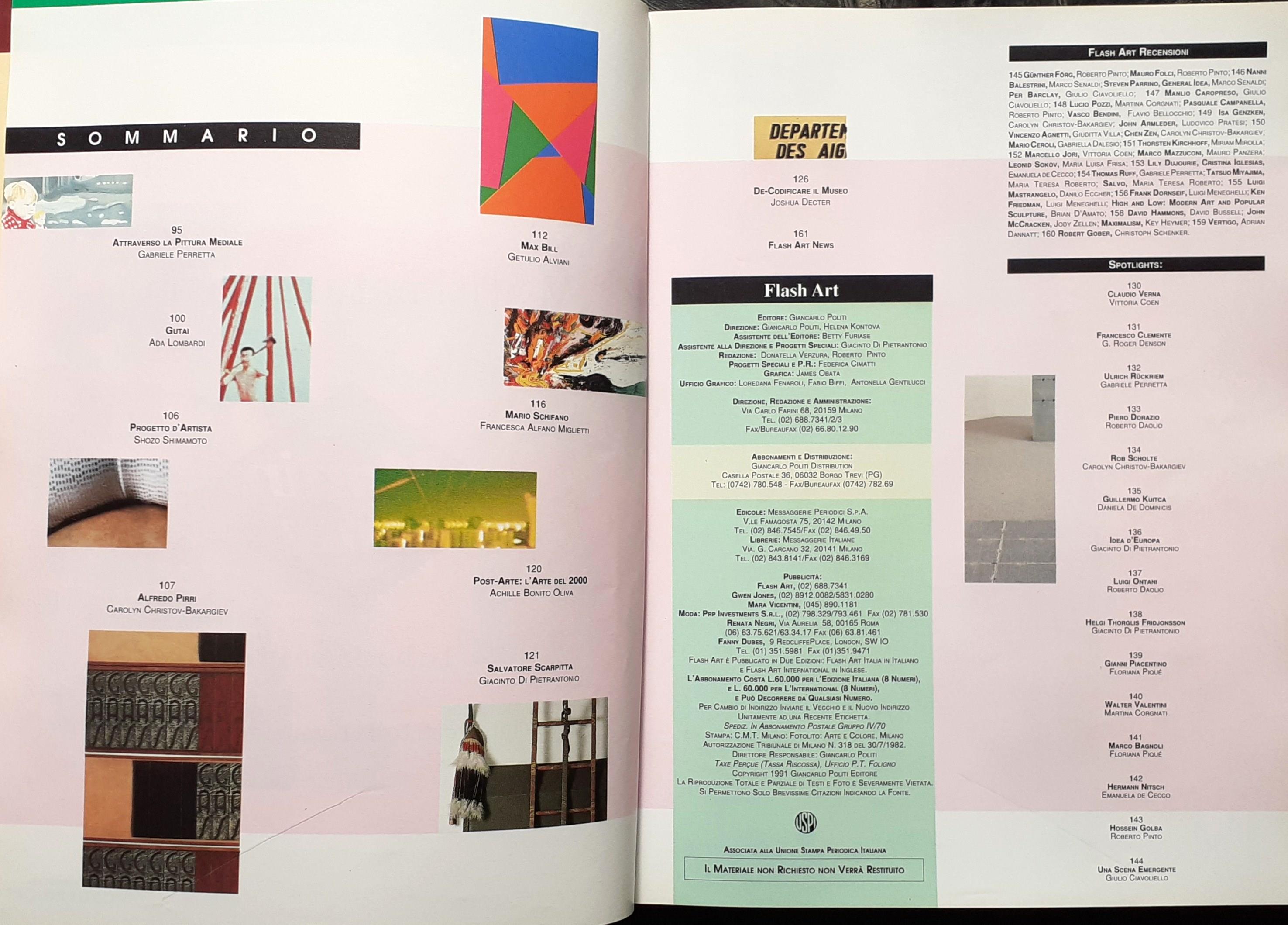 Flash Art N° 161 Aprile/Maggio 1991 Edizione Italiana