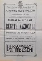 Programma Ufficiale regate Nazionali Torino 25 giugno 1922