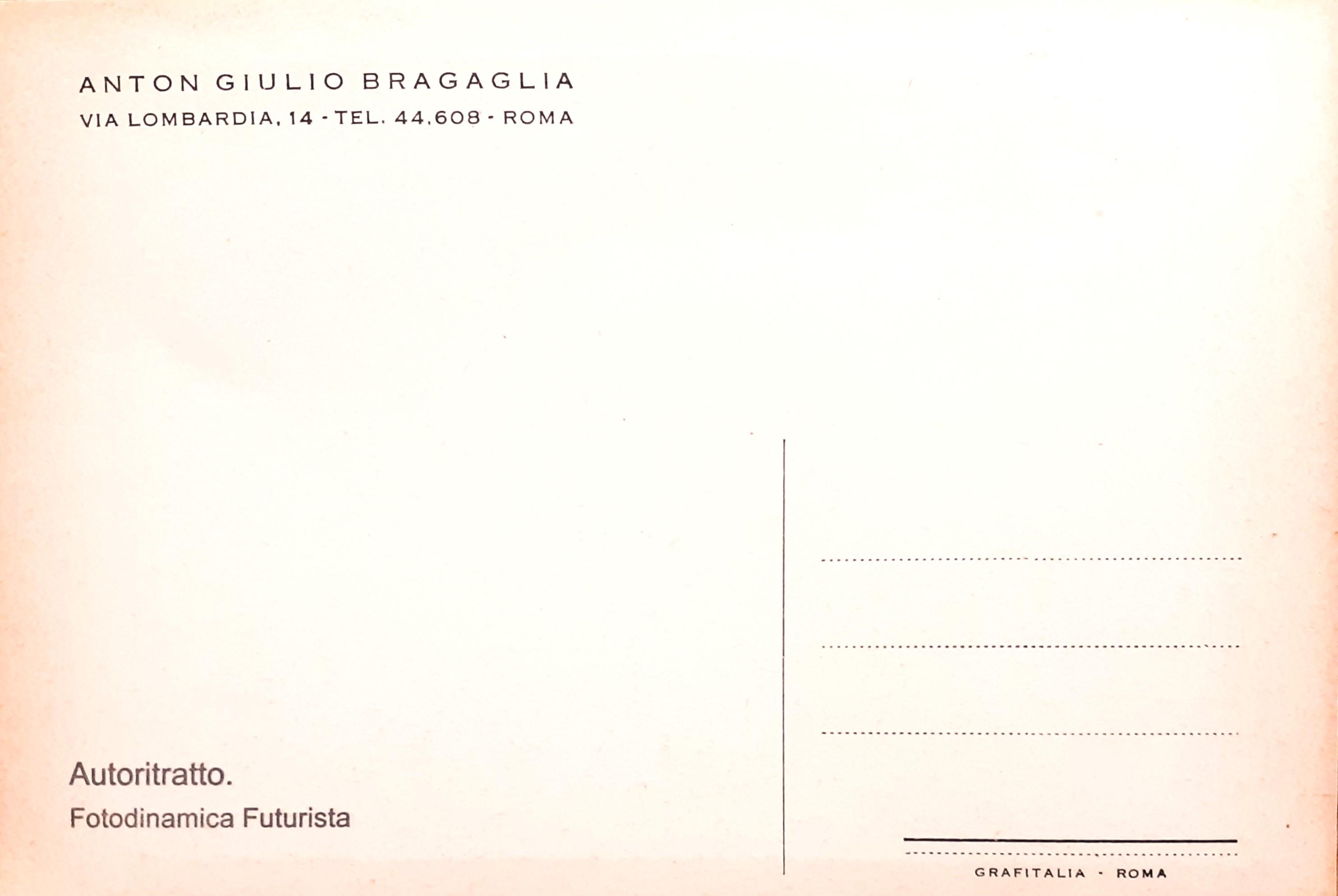 Rarissima cartolina Autoritratto Fotodinamica Futurista di Anton Giulio Bragaglia 1930