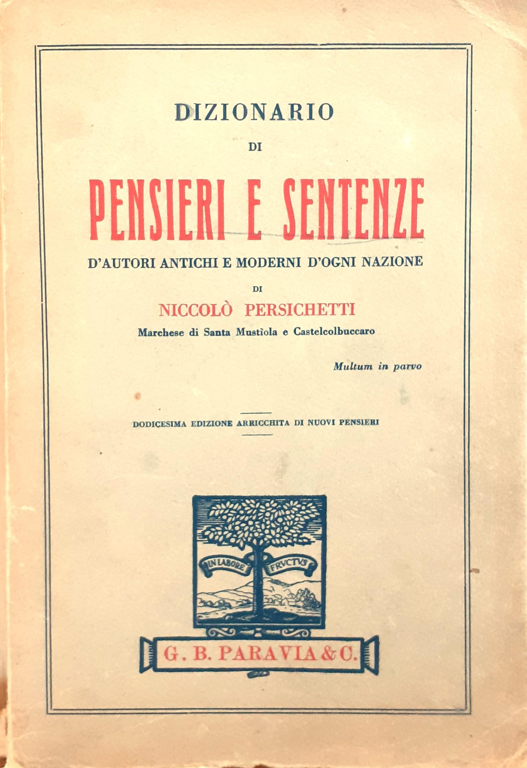 Dizionario di Pensieri e Sentenze Paravia 1935
